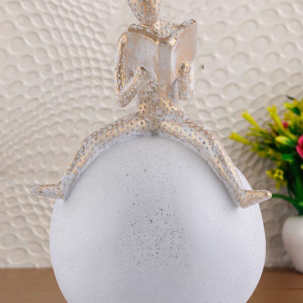 Men Sitting on Ball Showpiece for Home Decor Showpiece, Atlas Sculpture for Office Table Décor multicolour