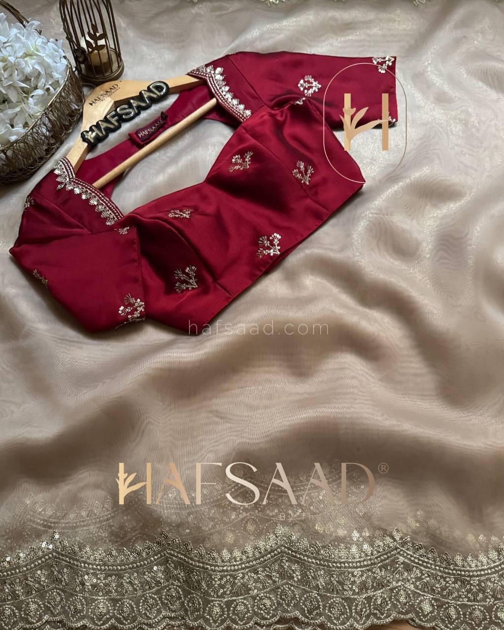 Luxurious Ivory Organza Dupatta with Heavy Golden Sequin & Zari Cutwork Border β Perfect for Weddings & Festive Layering - Image 6